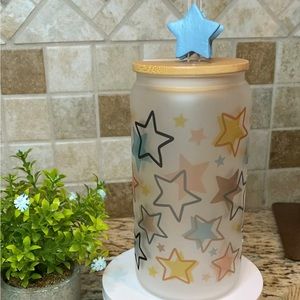 Star Iced Coffee Glass with Straw Topper